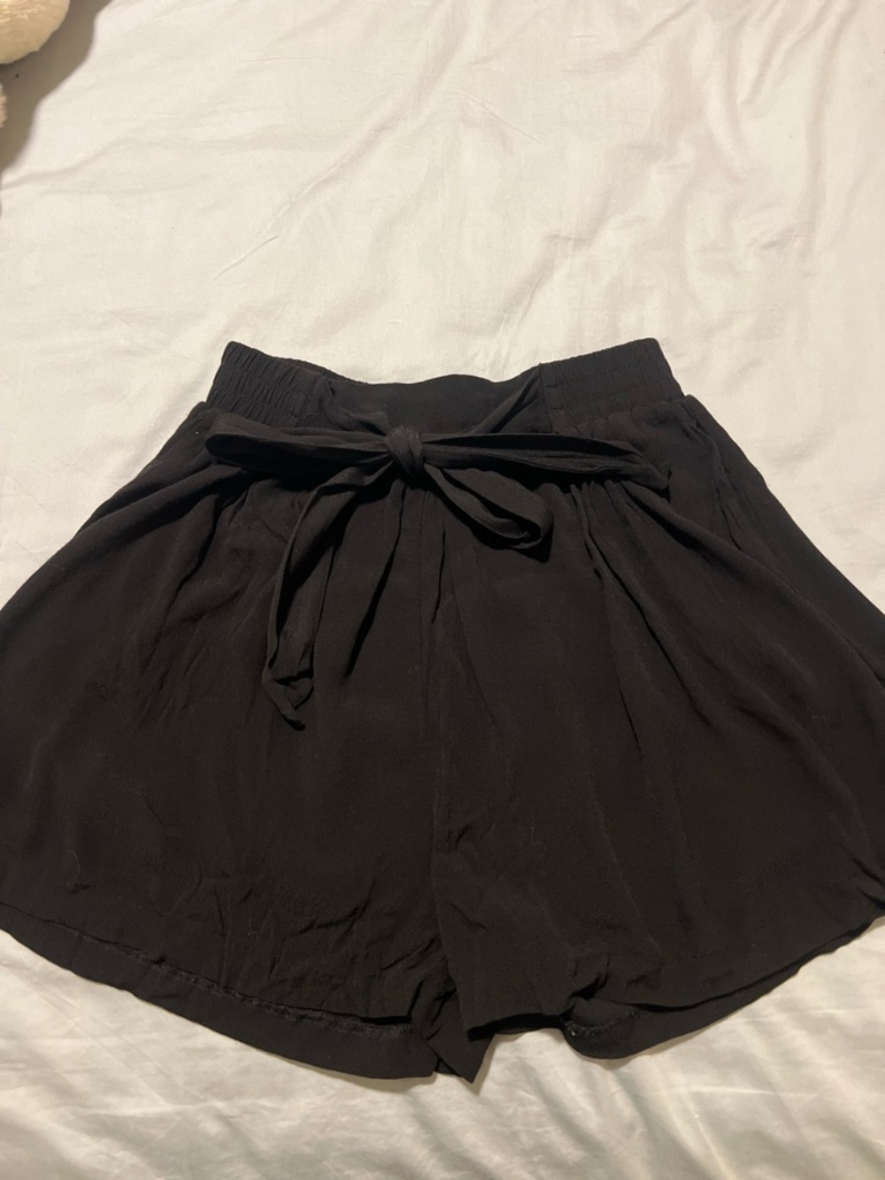 Zara Black High-Waist Tie-Front Shorts
